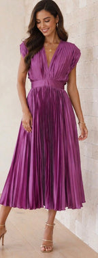 Violet & Grace™ | Timeless Pleated Midi Dress
