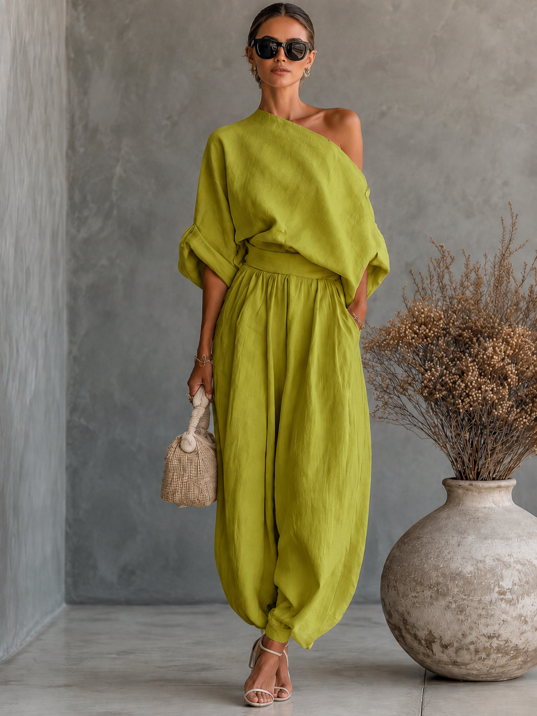Lisa | Soft Off-Shoulder Top and Tapered Pants Set