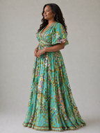Violet & Grace™ | Airy maxi dress with puff sleeves and V-neck