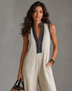 Fiamma - Sleeveless Jumpsuit with Minimalist High Collar and Zip