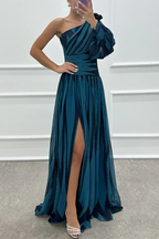 Violet & Grace™ |Elegant Striped Maxi Dress with One Shoulder