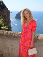 Violet & Grace™ | Floral V Neck Puff Sleeve Midi Dress