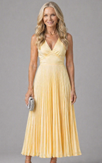 Violet & Grace™ | Pleated V-Neck Maxi Dress