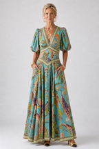 Violet & Grace™ | Airy maxi dress with puff sleeves and V-neck