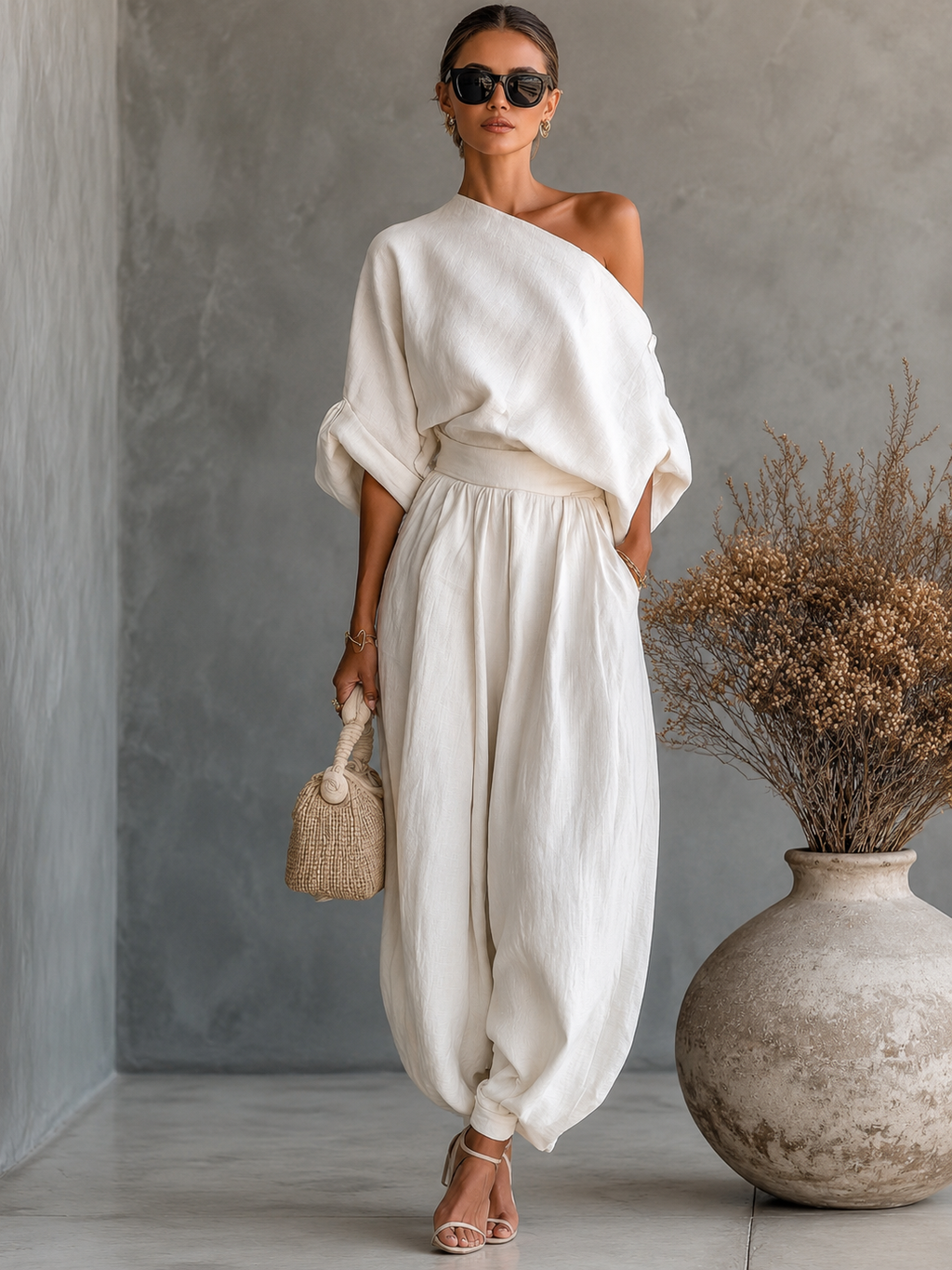 Lisa | Soft Off-Shoulder Top and Tapered Pants Set