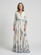 Violet & Grace™ | Long Sleeve V Neck Floral Maxi Dress