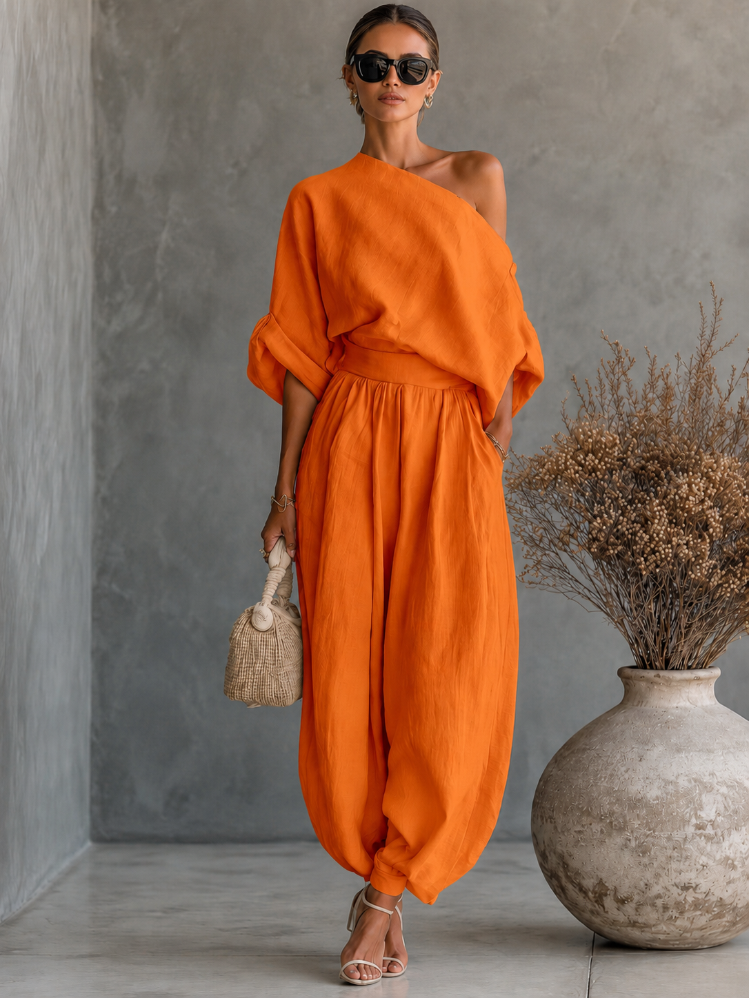 Lisa | Soft Off-Shoulder Top and Tapered Pants Set