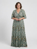 Violet & Grace™ | Floral V Neck Short Sleeve Maxi Dress